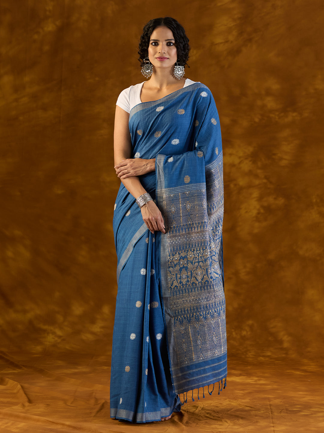 Amethyst Indigo Mulberry and Eri Silk Saree