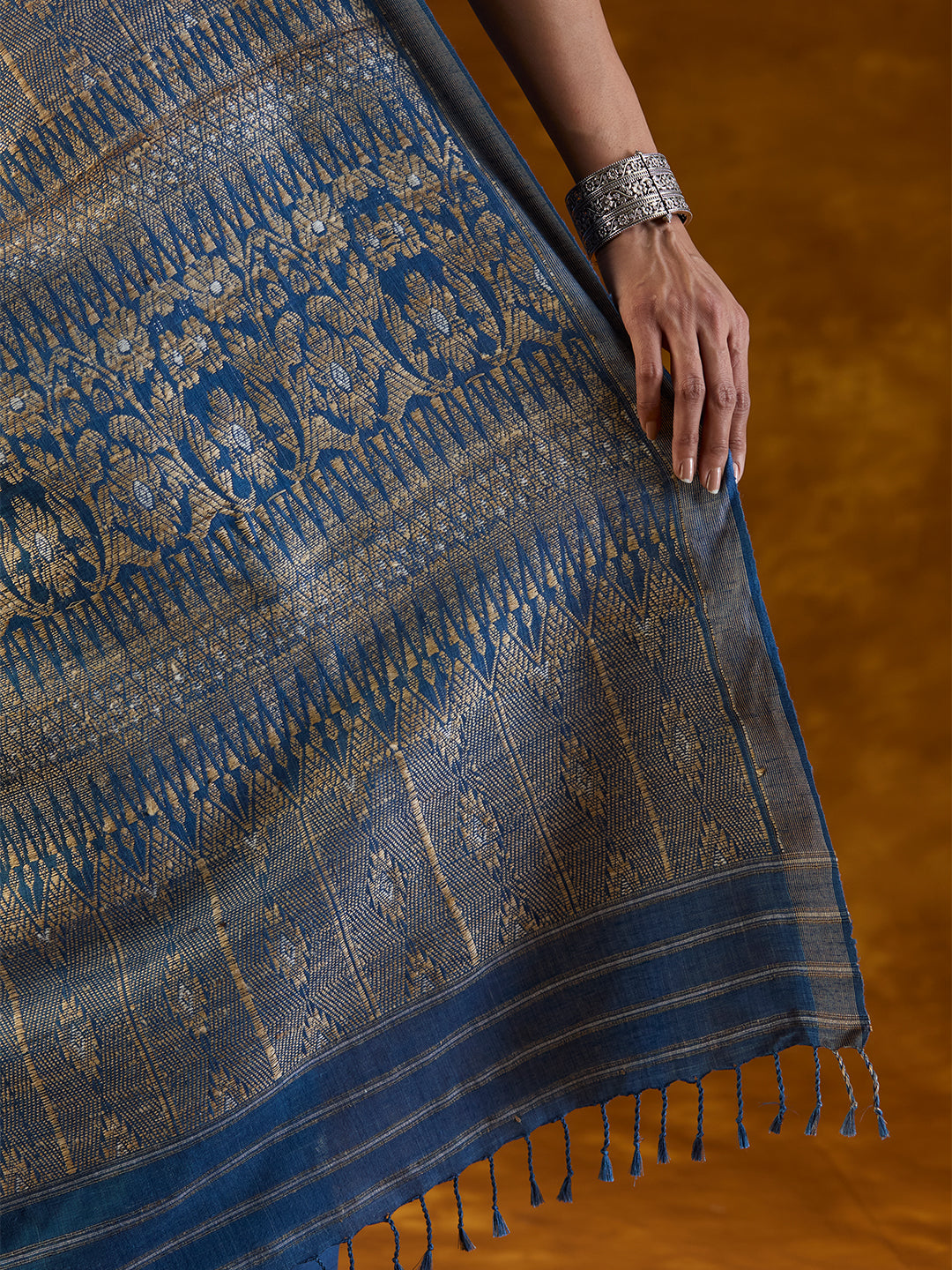 Amethyst Indigo Mulberry and Eri Silk Saree