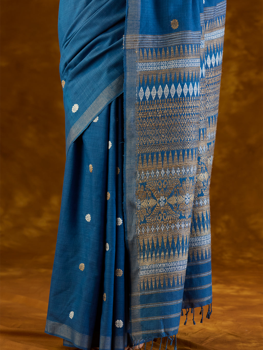 Neptune Indigo Mulberry and Eri Silk Saree