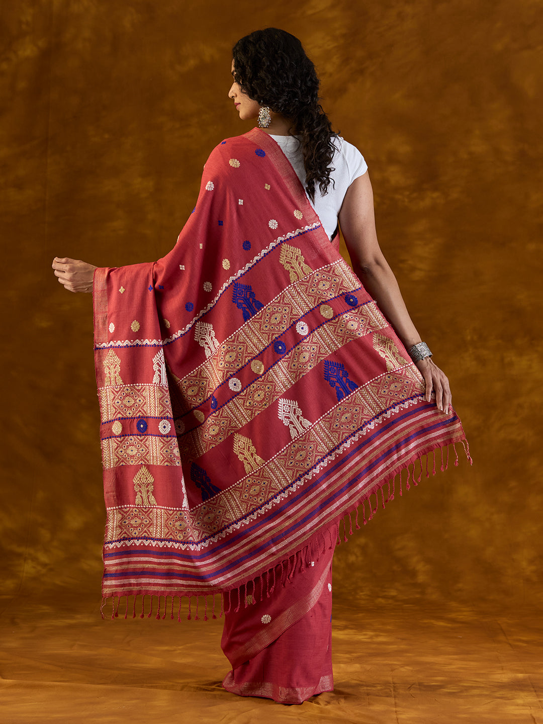 Carmine Red Eri Silk Saree