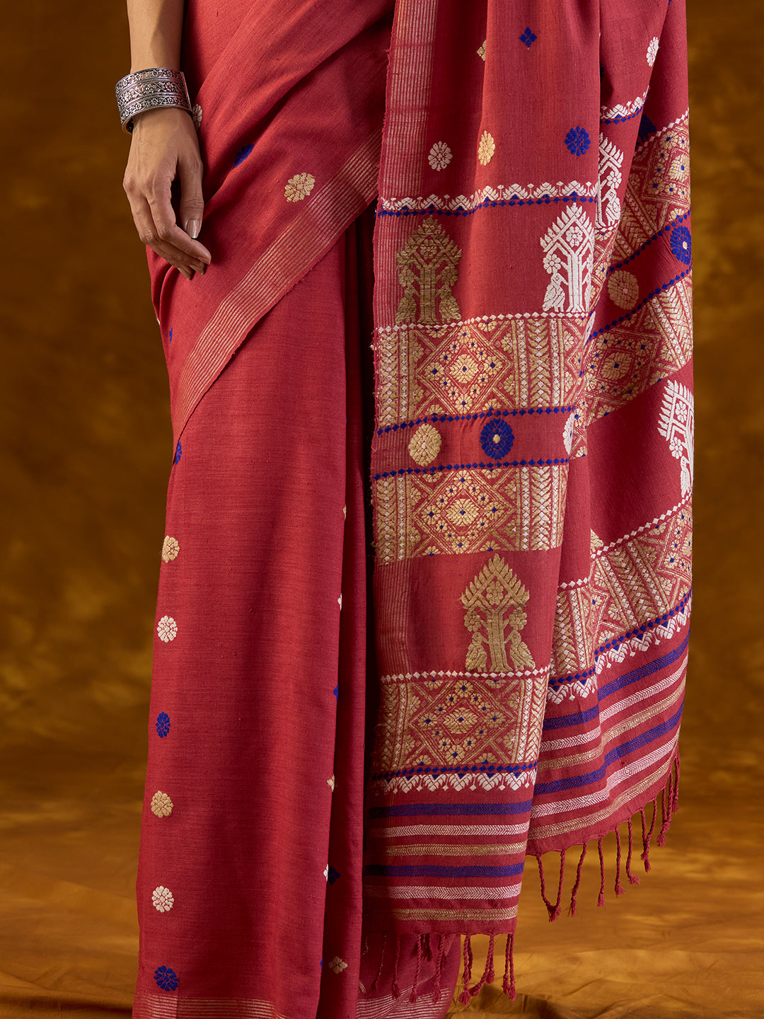 Carmine Red Eri Silk Saree