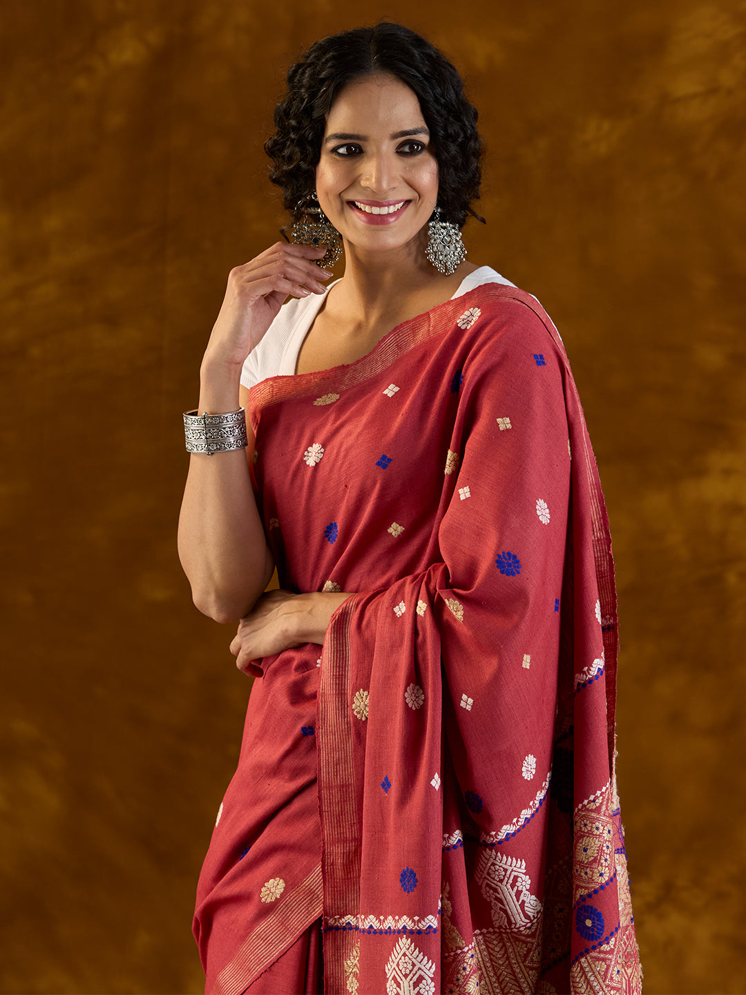 Carmine Red Eri Silk Saree