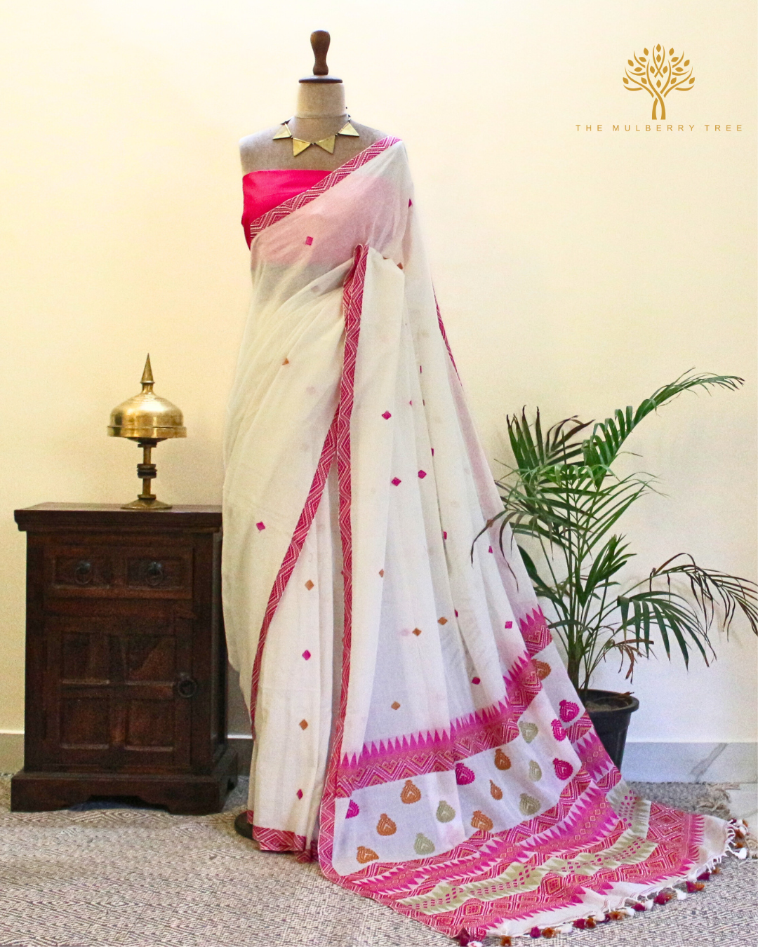 White Pure Cotton Saree