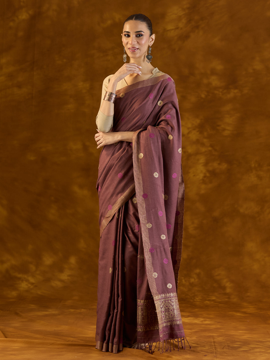 Wine Maroon Eri Silk Saree