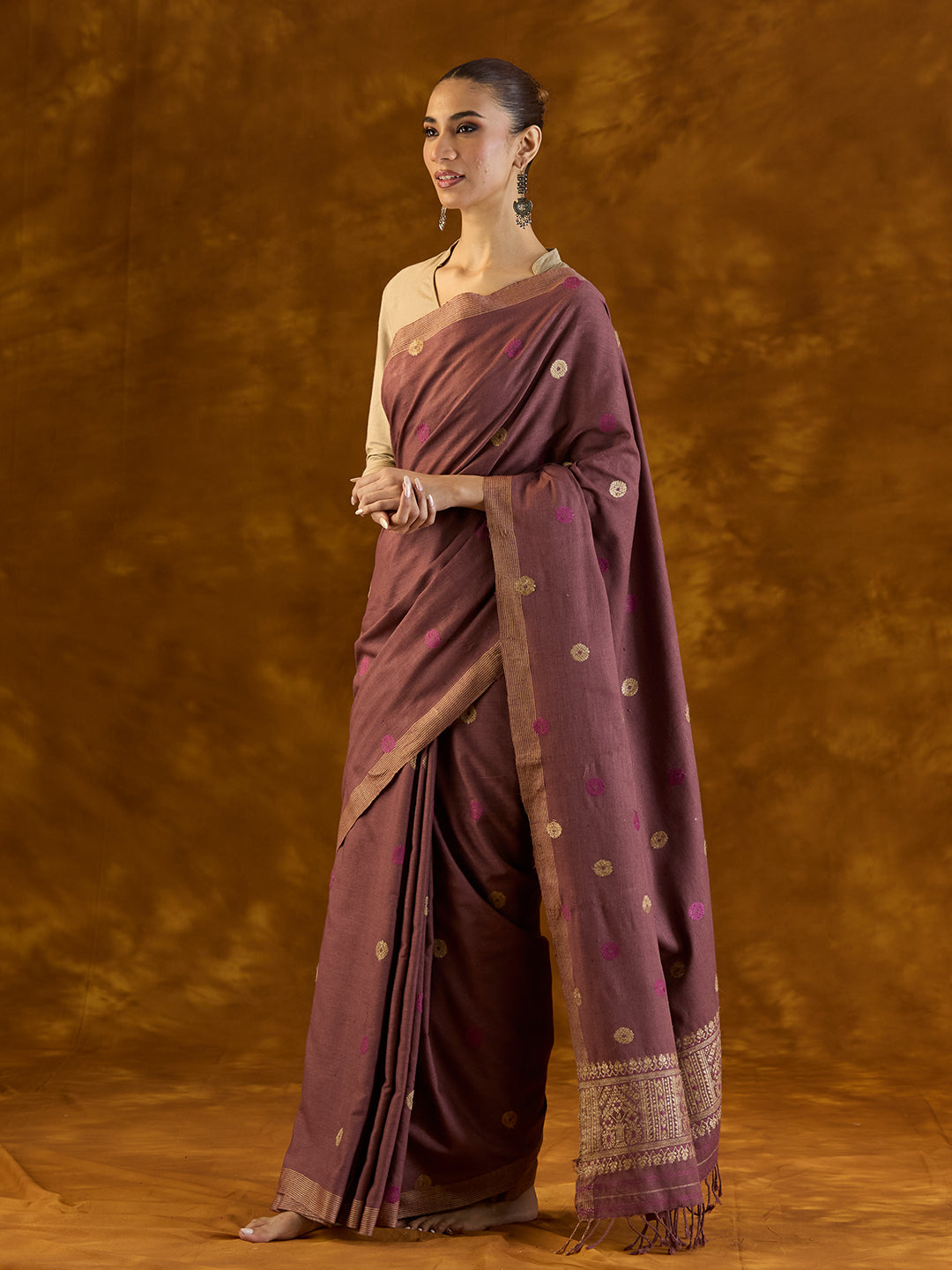 Wine Maroon Eri Silk Saree