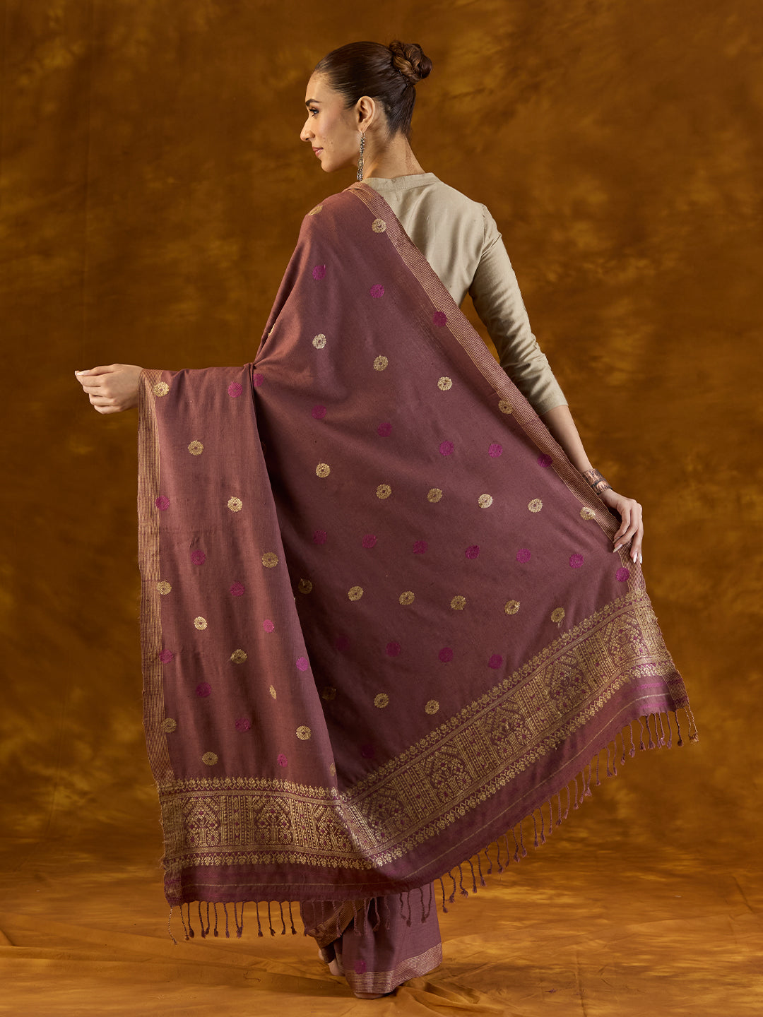 Wine Maroon Eri Silk Saree