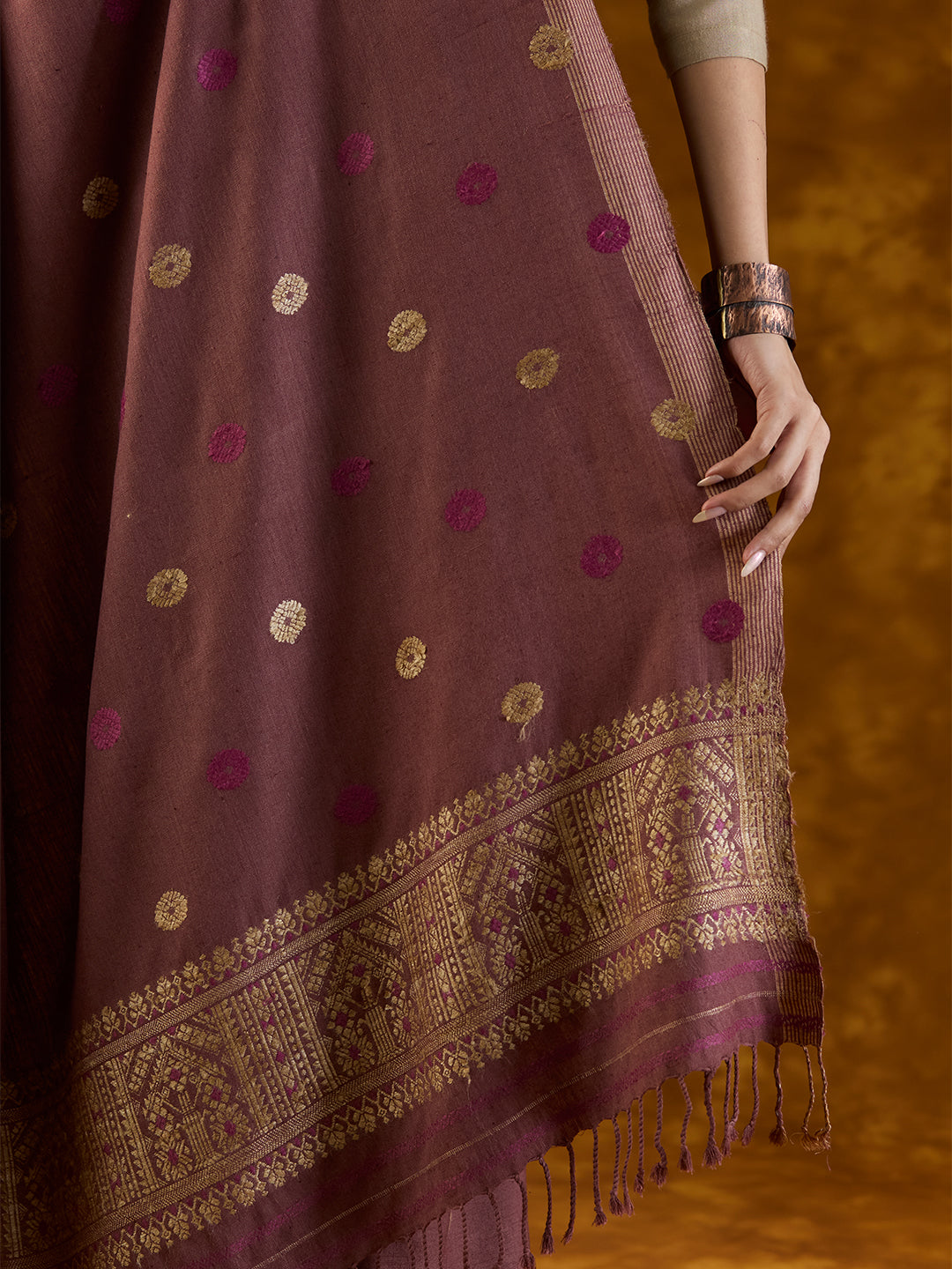 Wine Maroon Eri Silk Saree