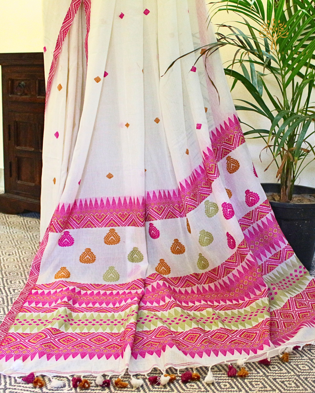 White Pure Cotton Saree