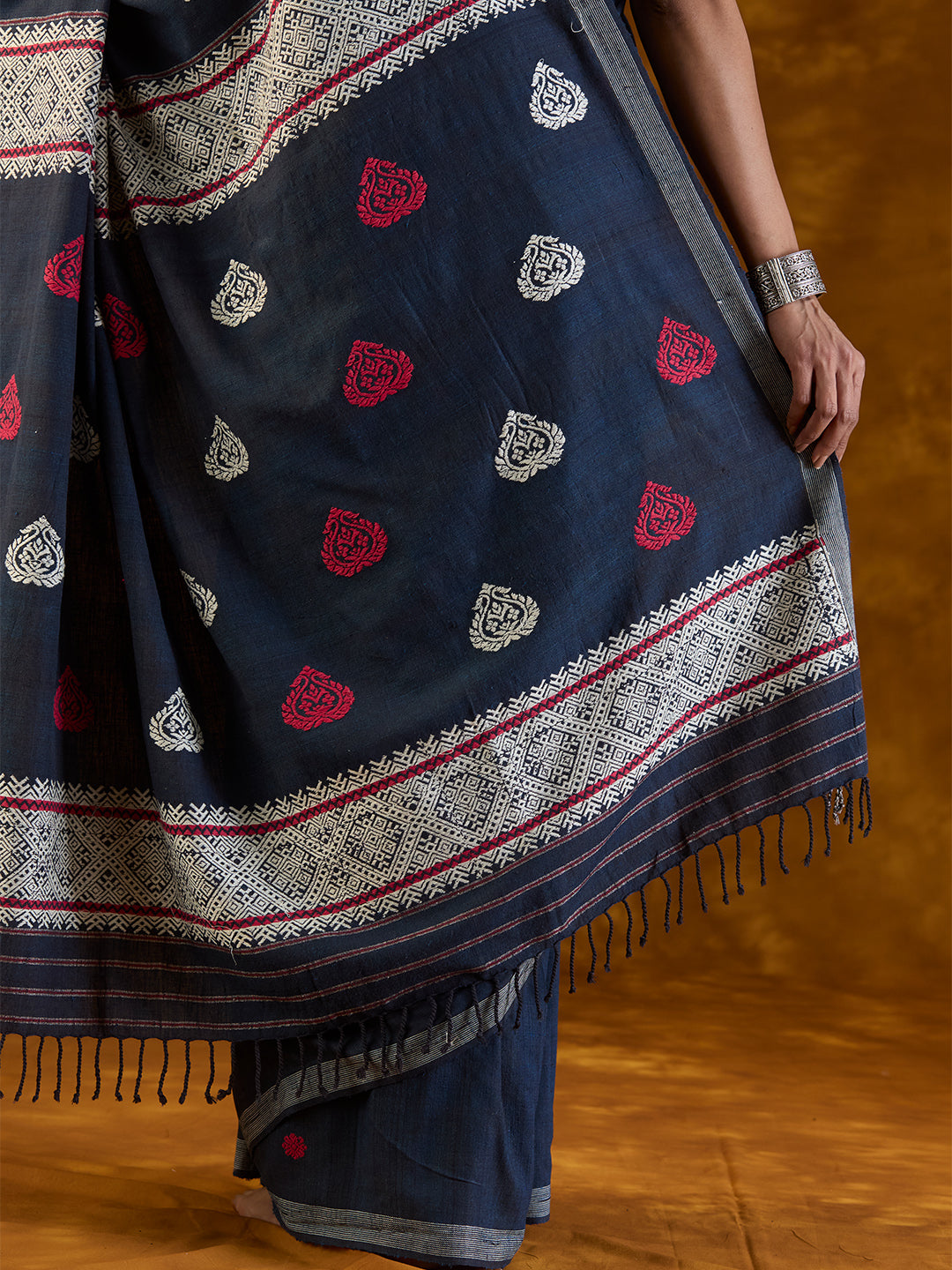 Navy Blue Eri Silk Saree