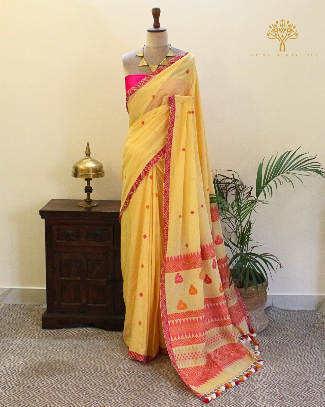 Yellow Pure Cotton Saree