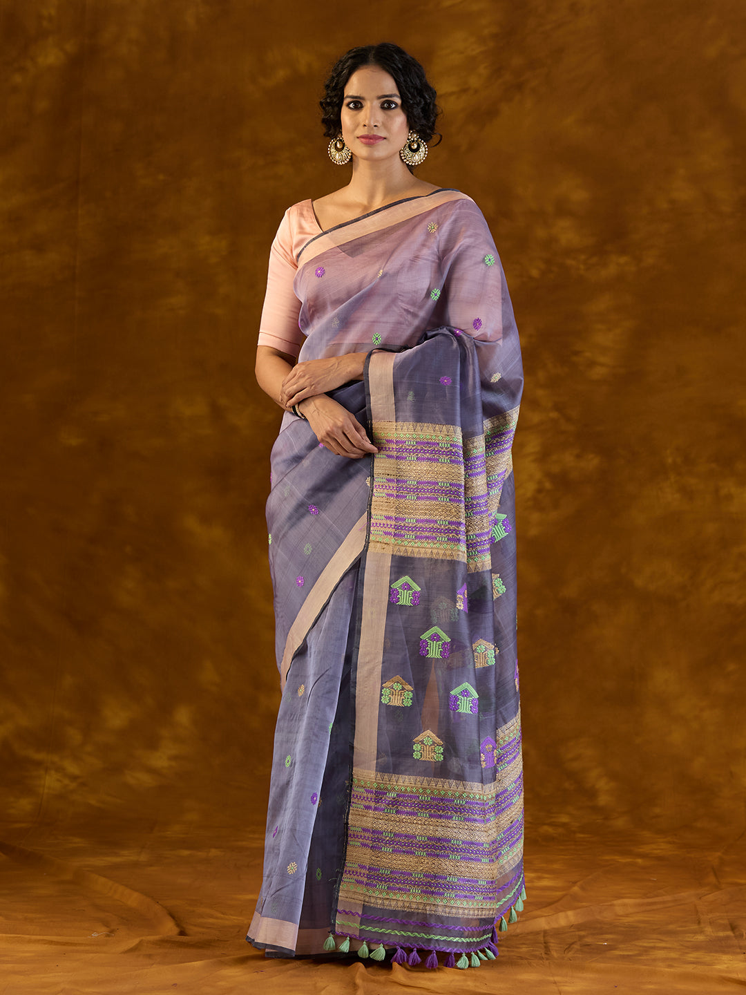 Lavender Raw Mulberry and Eri Silk Saree