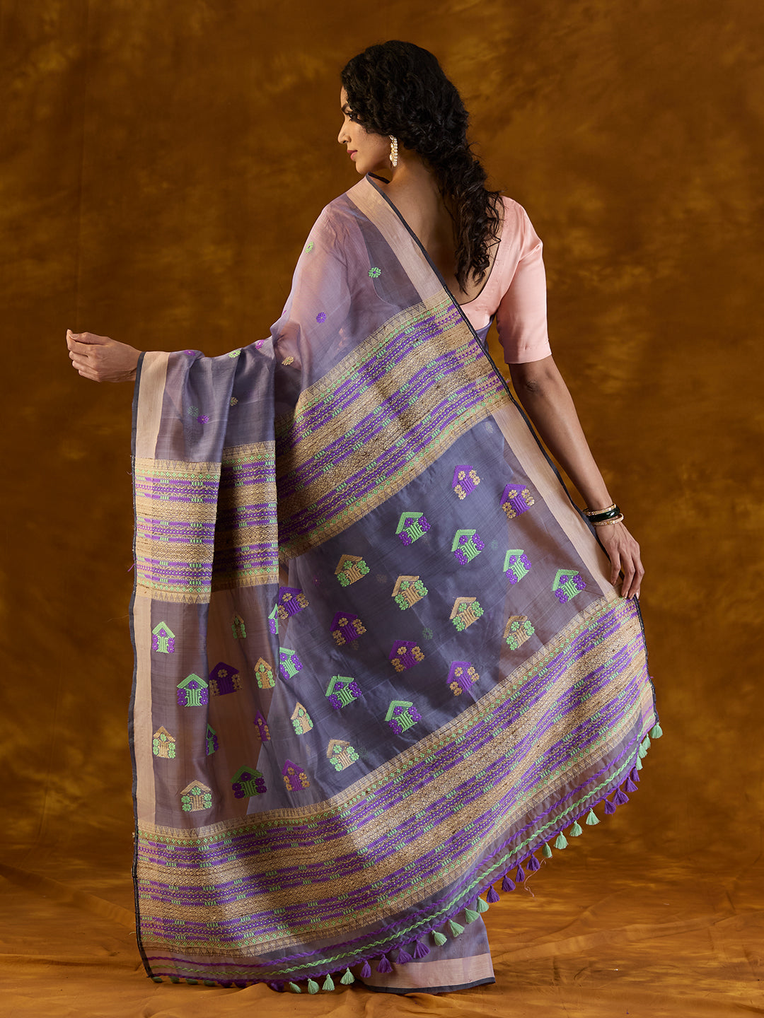 Lavender Raw Mulberry and Eri Silk Saree