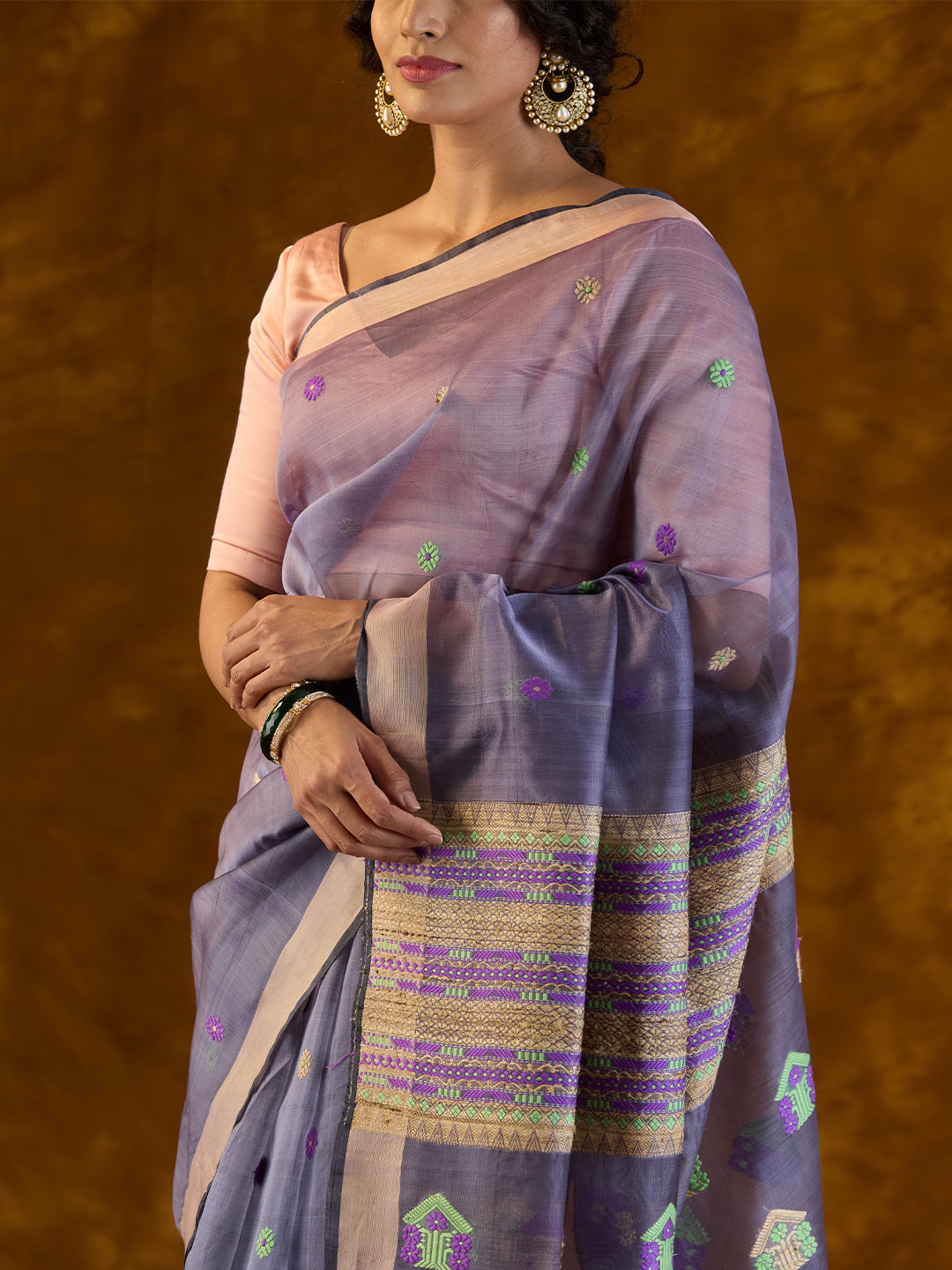 Lavender Raw Mulberry and Eri Silk Saree