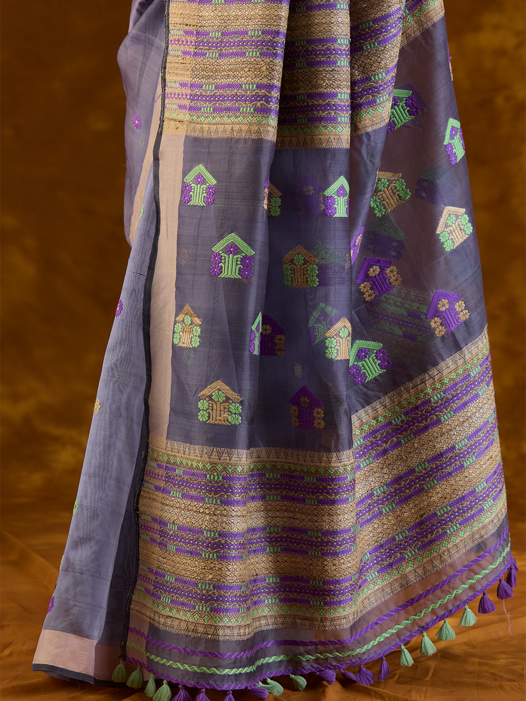 Lavender Raw Mulberry and Eri Silk Saree