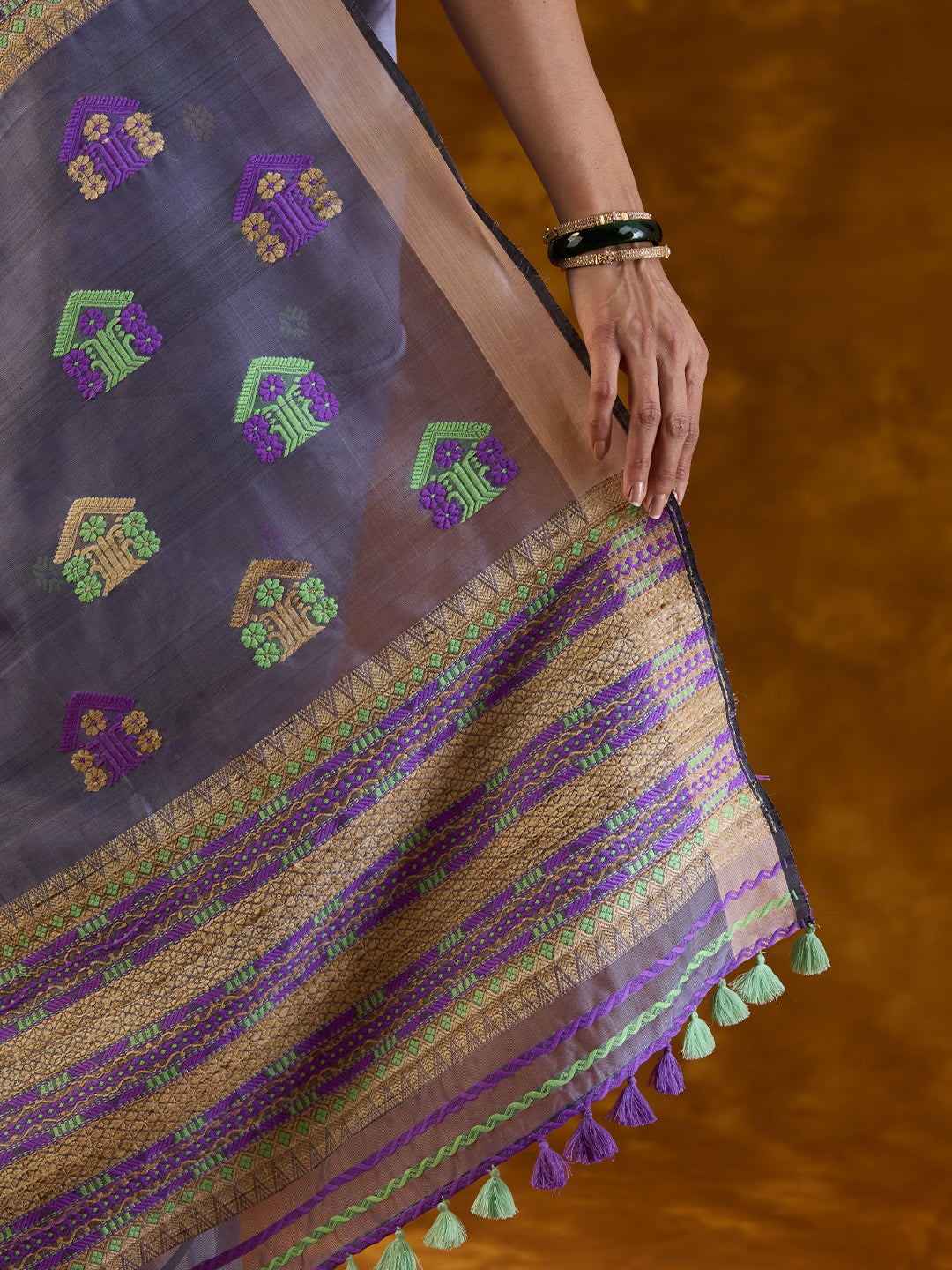 Lavender Raw Mulberry and Eri Silk Saree