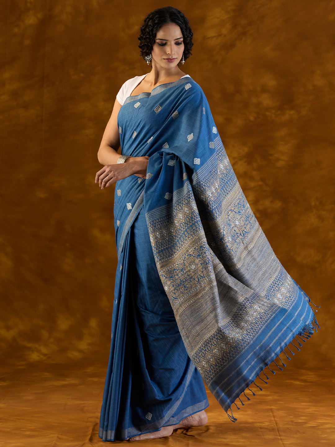 Cobalt Indigo Mulberry and Eri Silk Saree