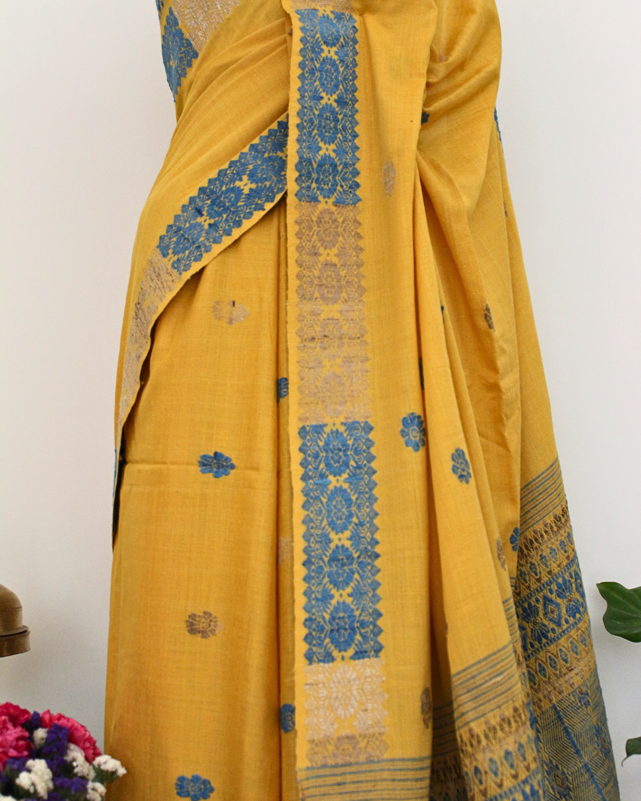 Yellow Eri Silk Saree