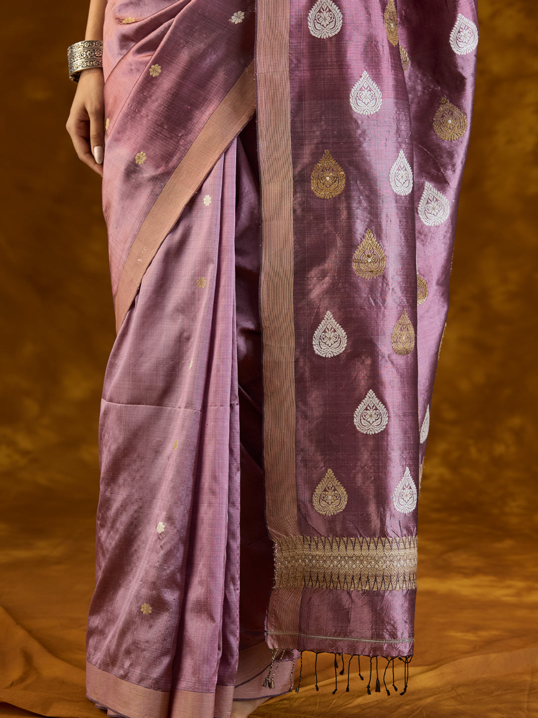 Dusty Rose Mulberry Silk saree