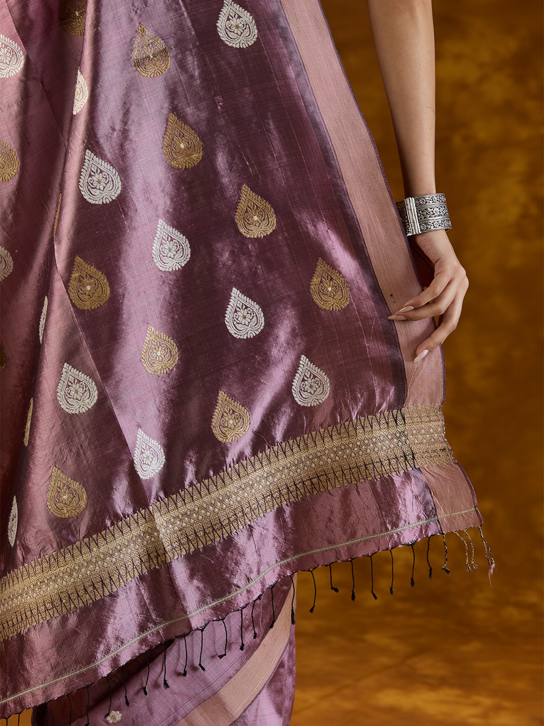 Dusty Rose Mulberry Silk saree