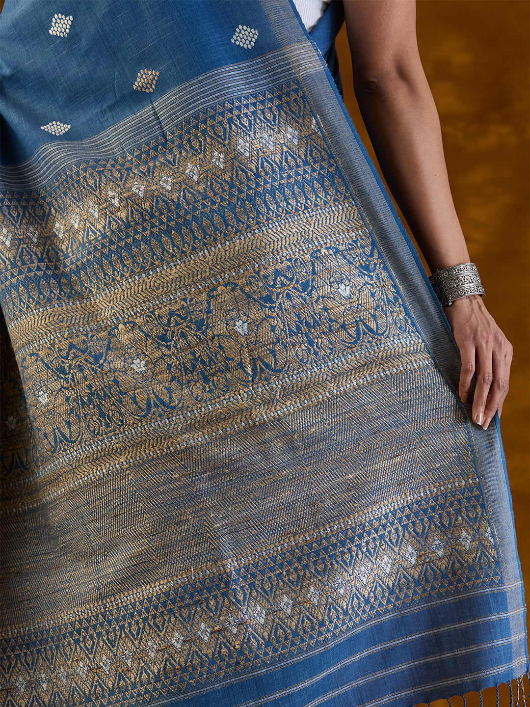 Cobalt Indigo Mulberry and Eri Silk Saree