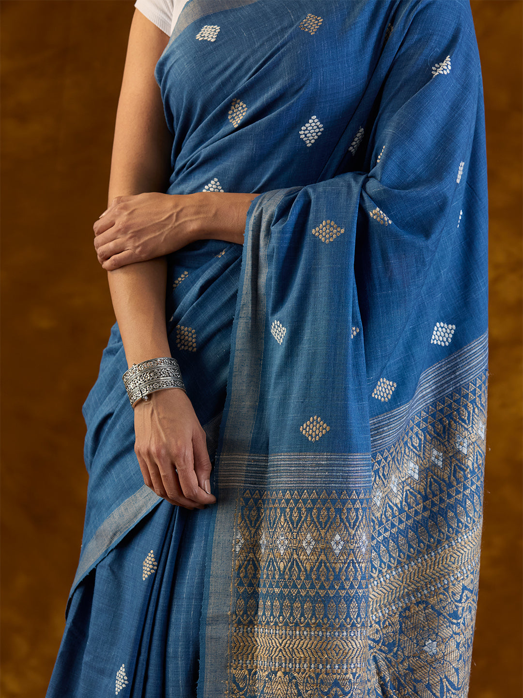 Cobalt Indigo Mulberry and Eri Silk Saree