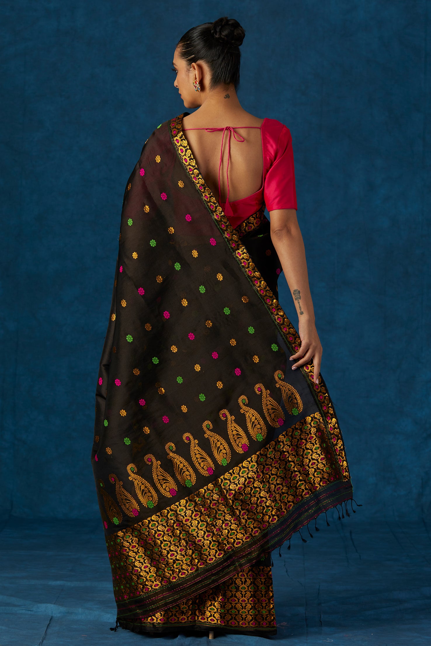 Black Mulberry Silk Mekhela Sador