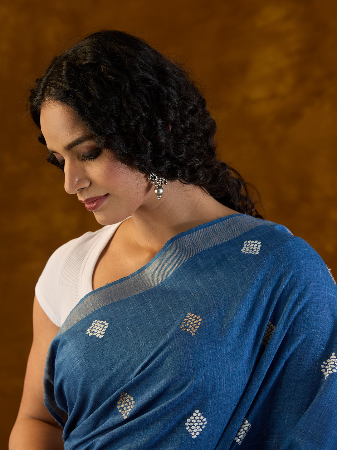 Cobalt Indigo Mulberry and Eri Silk Saree