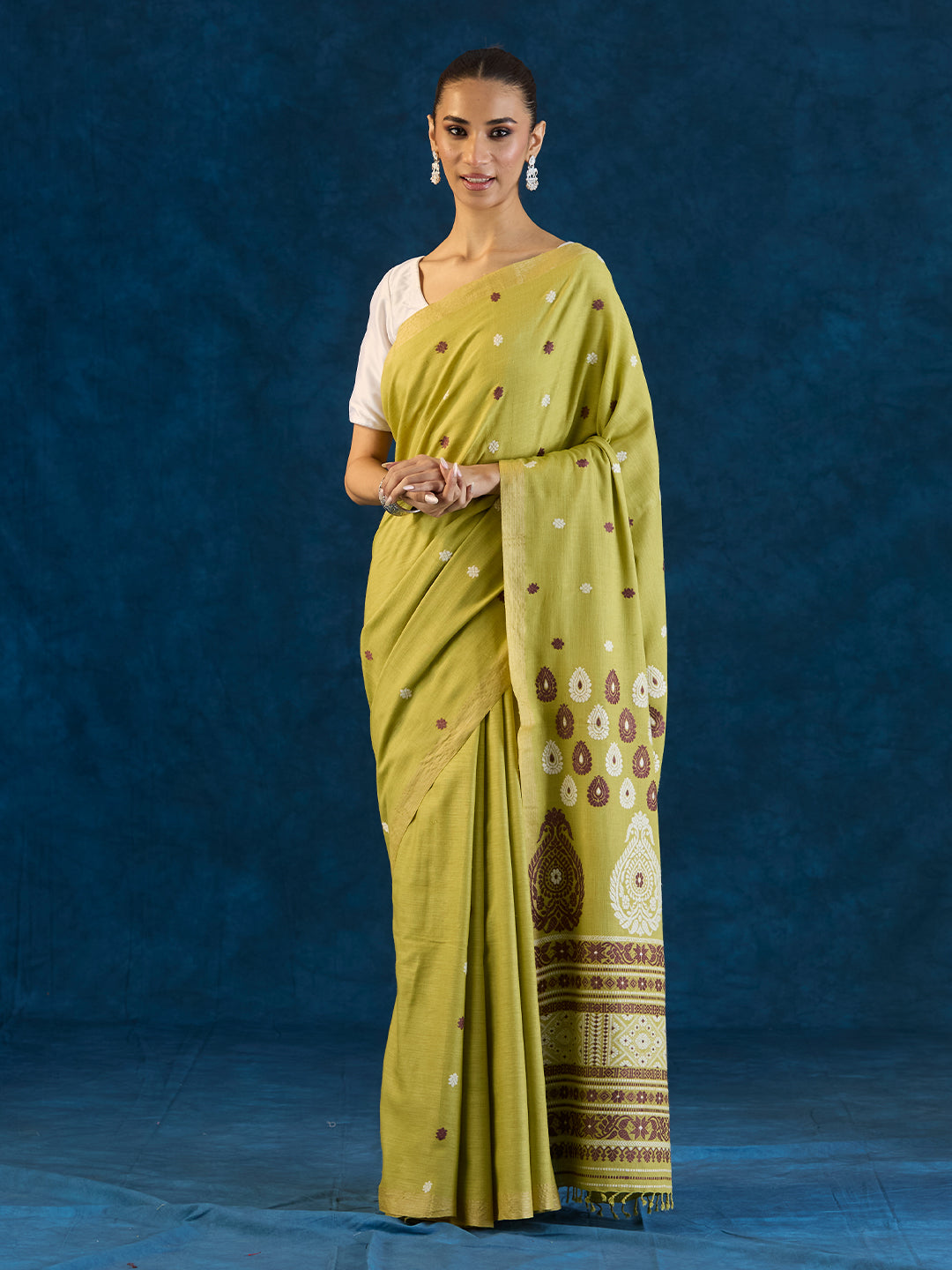 Lime Green Eri Silk saree