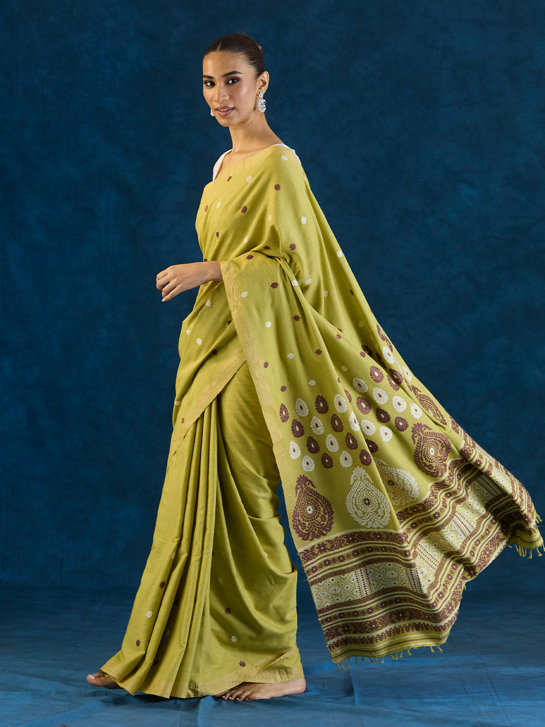 Lime Green Eri Silk saree