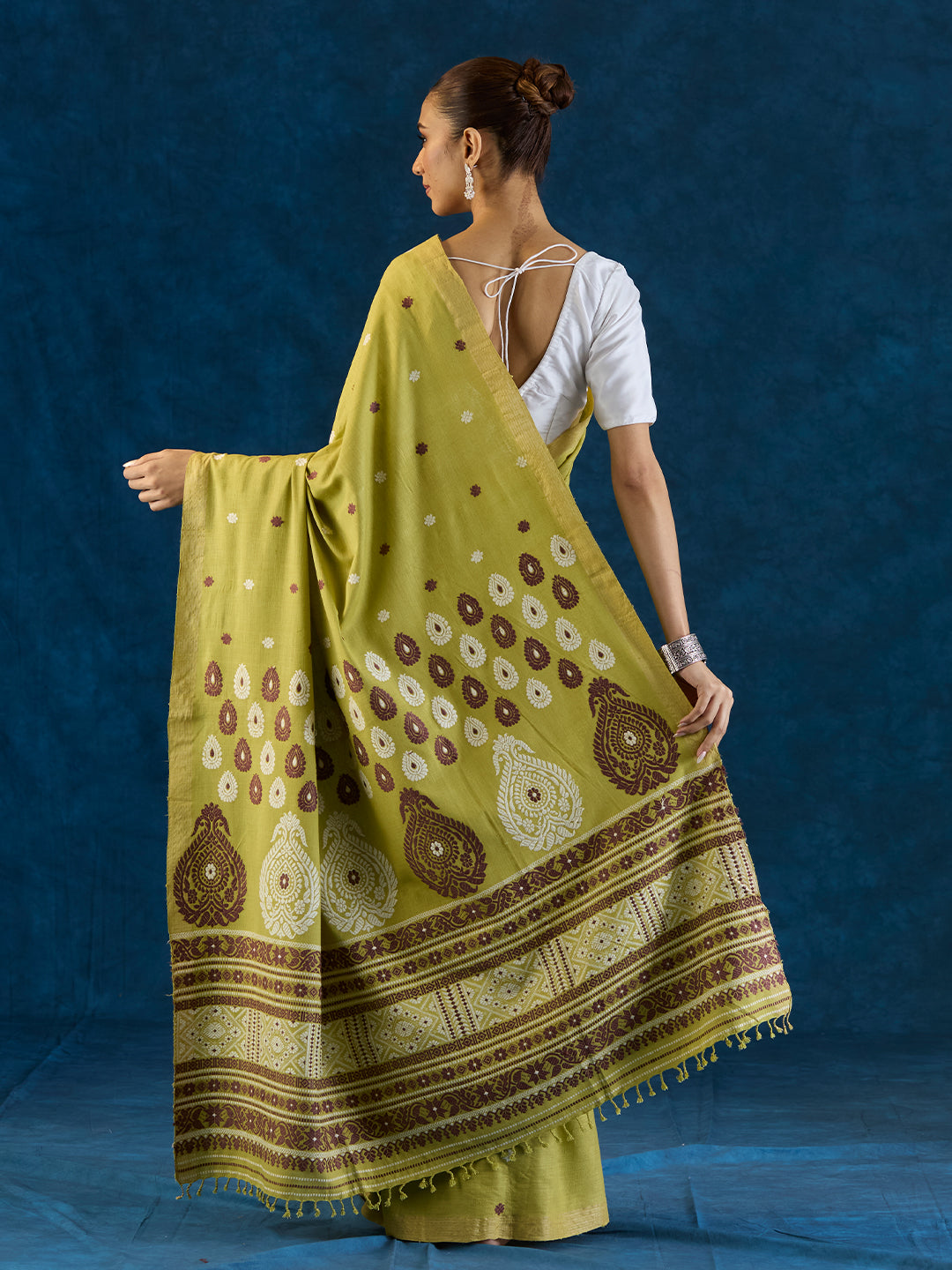 Lime Green Eri Silk saree