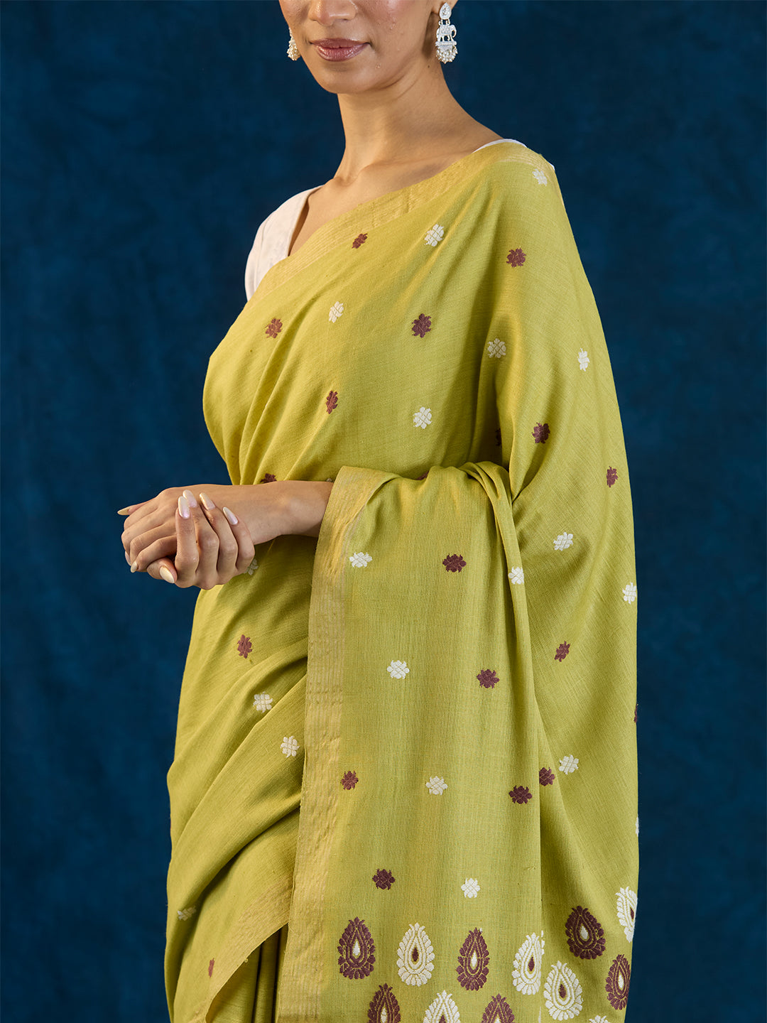 Lime Green Eri Silk saree