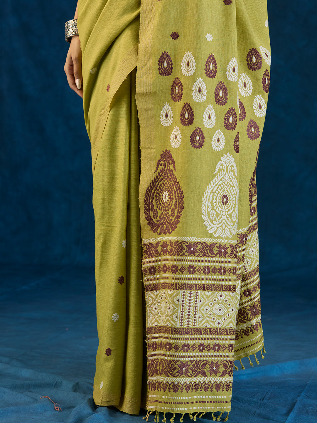 Lime Green Eri Silk saree