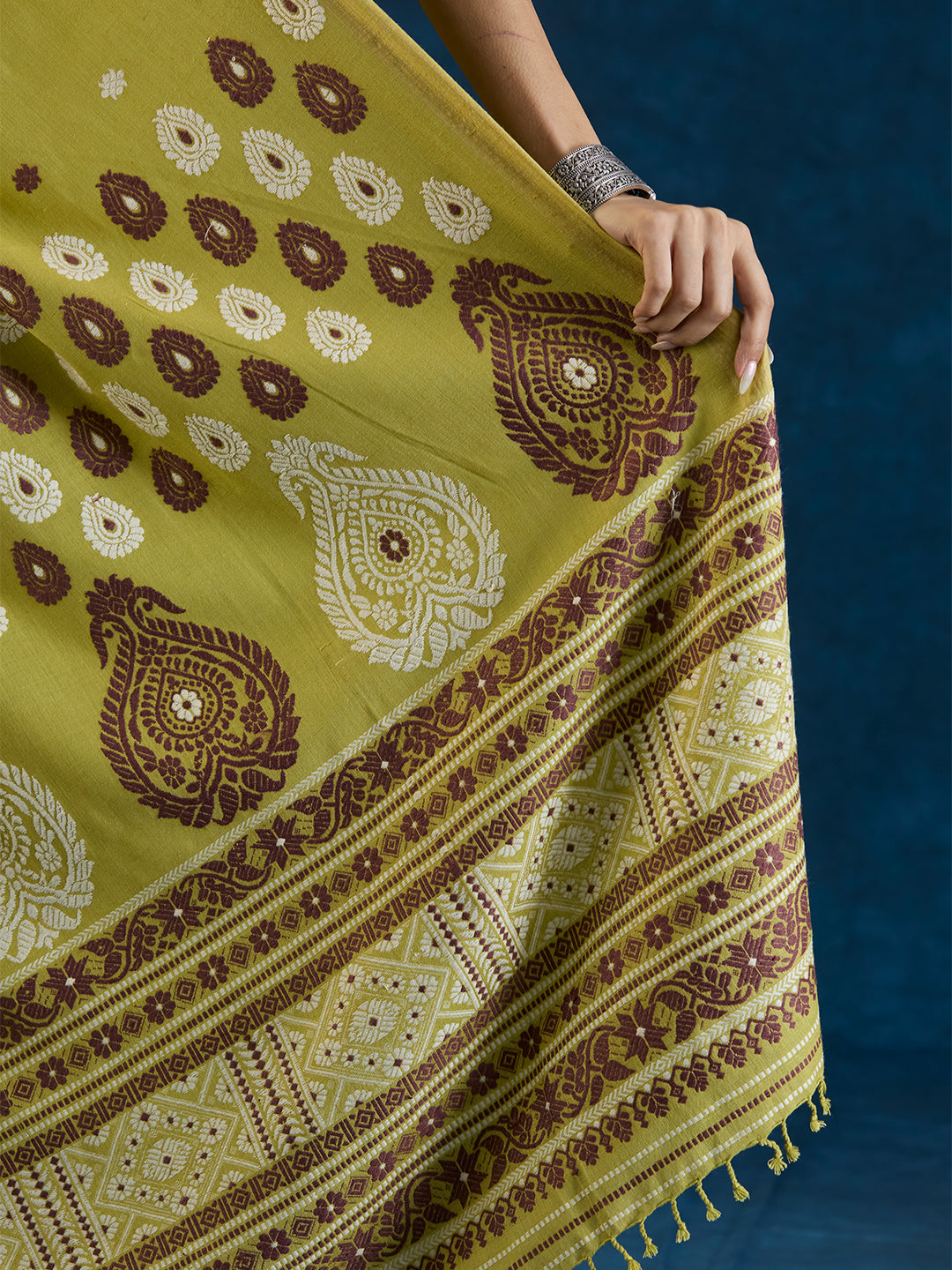 Lime Green Eri Silk saree