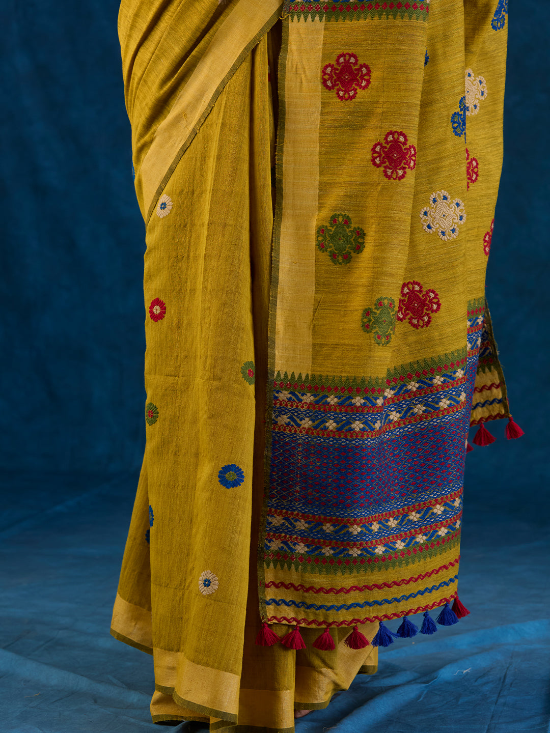 Sun Mustard Raw Mulberry and Eri Silk Saree