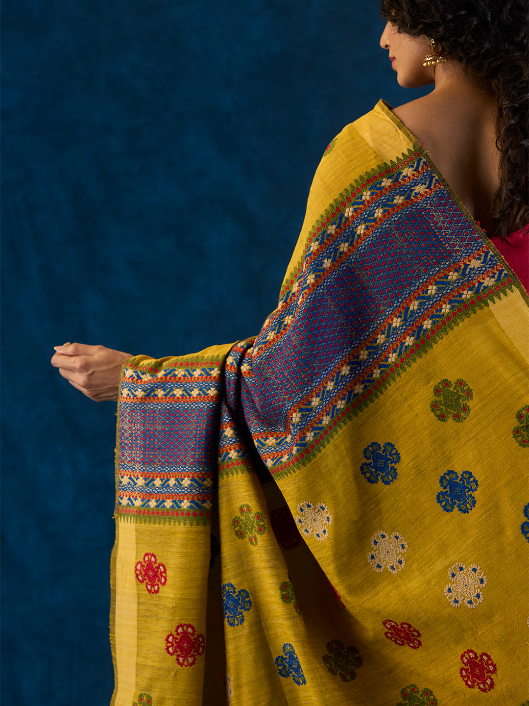 Sun Mustard Raw Mulberry and Eri Silk Saree