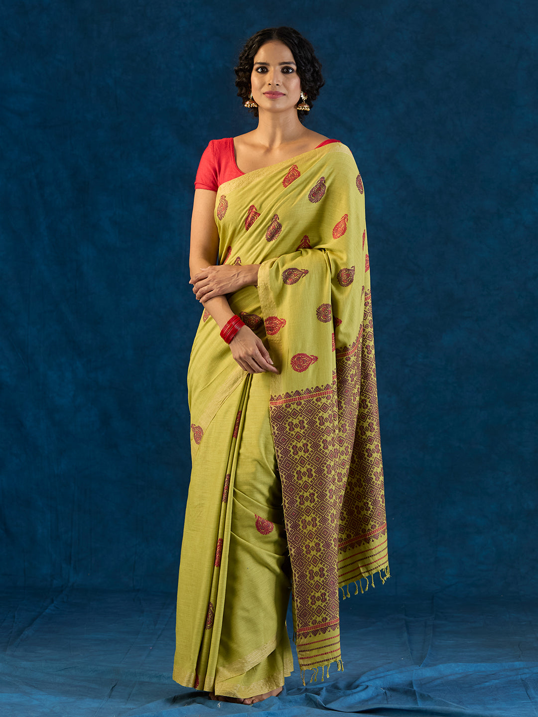 Pear Green Eri Silk saree