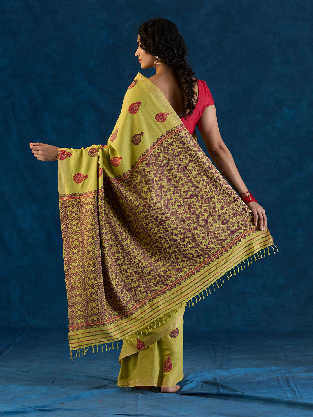 Pear Green Eri Silk saree