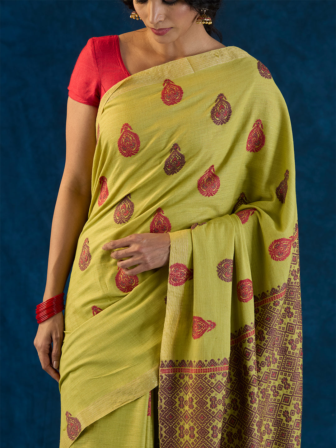 Pear Green Eri Silk saree