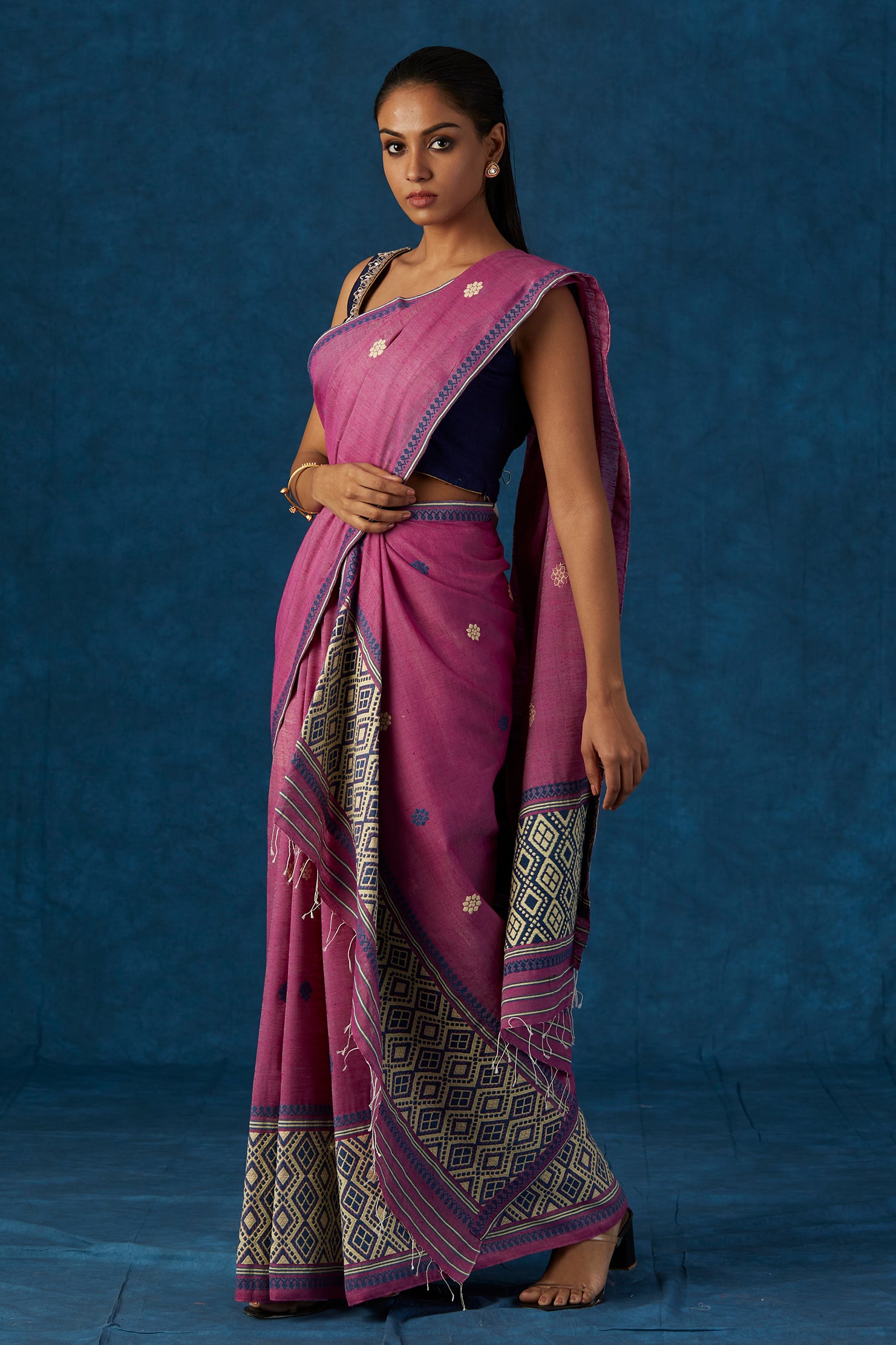 Pink Raw Mulberry and Eri Silk Mekhela Sador