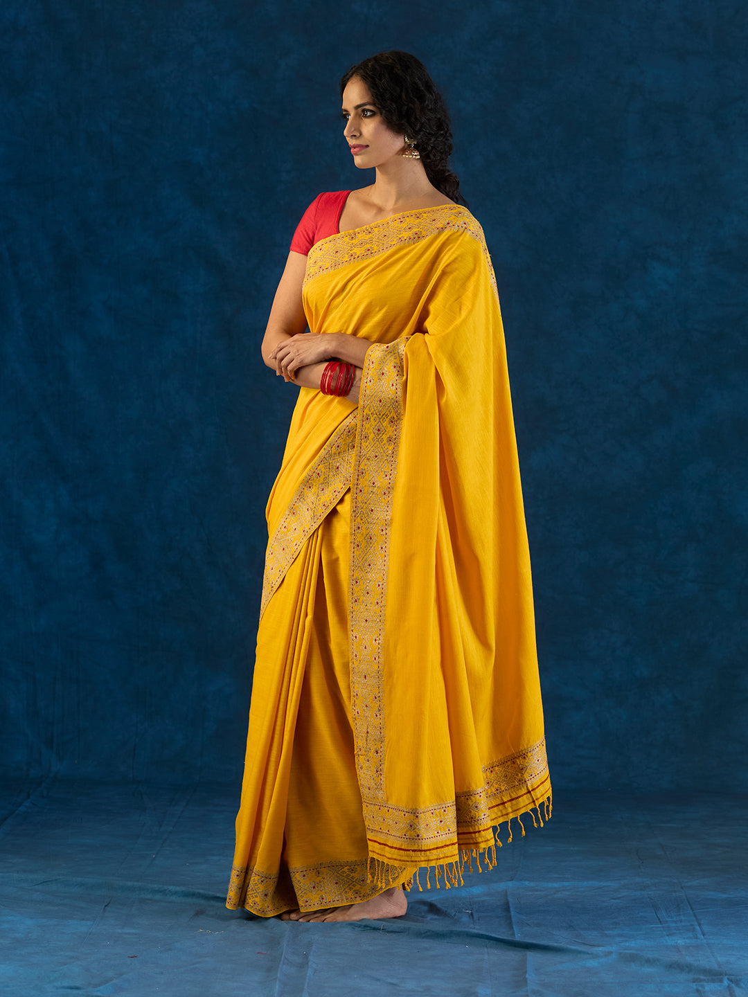 Mustard Yellow Eri Silk saree