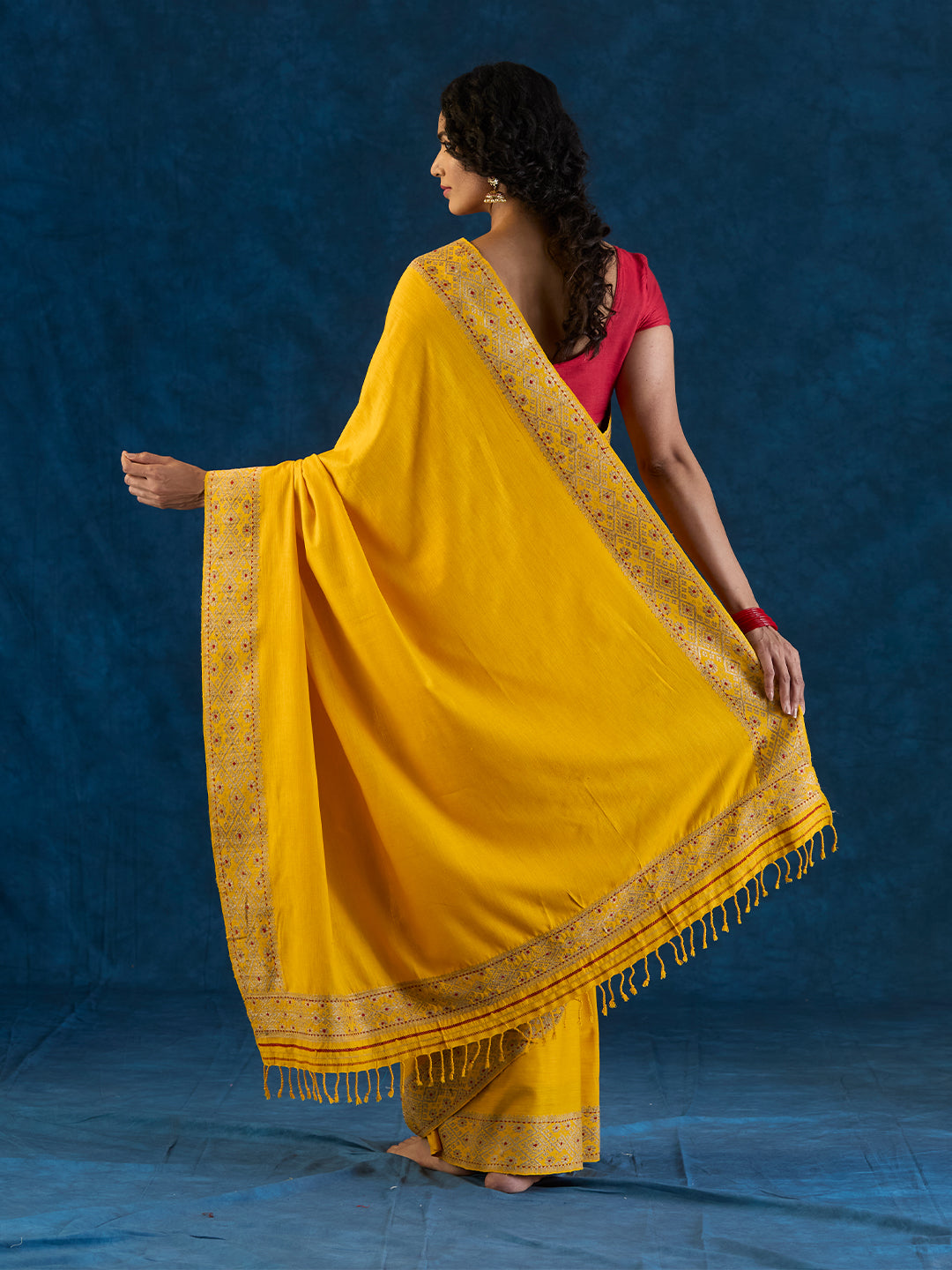 Mustard Yellow Eri Silk saree