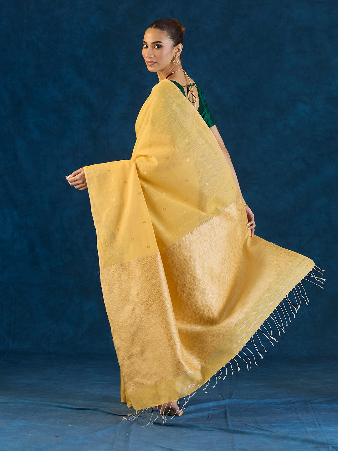 Classic Yellow Raw Mulberry and Eri Silk Saree