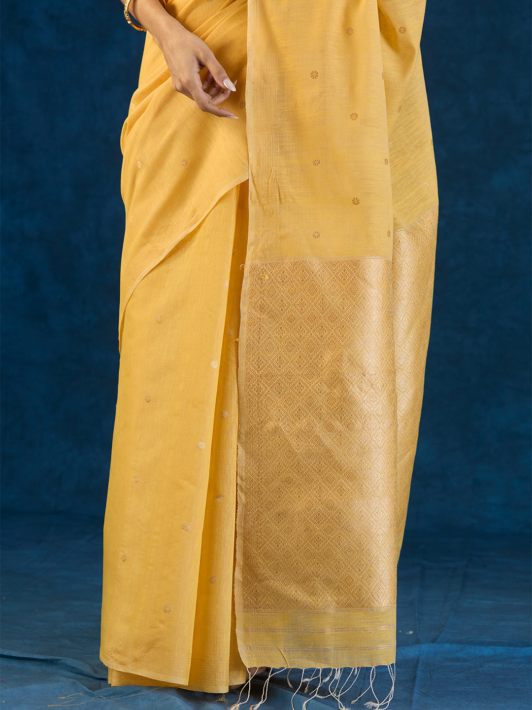 Classic Yellow Raw Mulberry and Eri Silk Saree