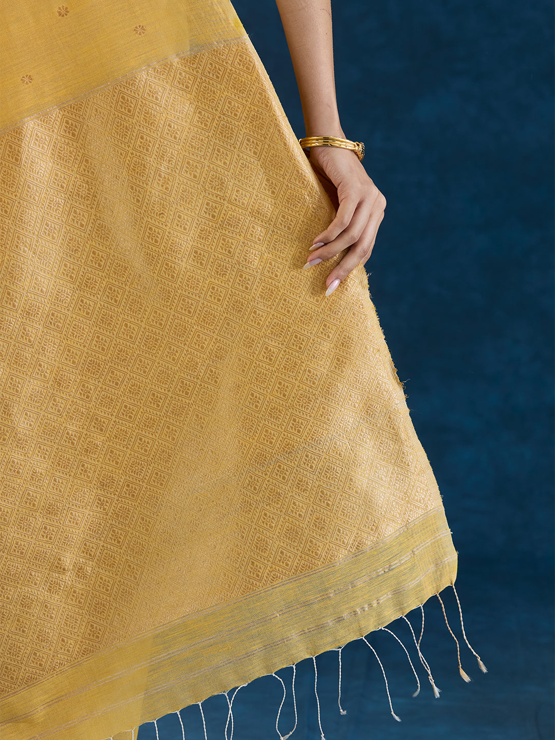 Classic Yellow Raw Mulberry and Eri Silk Saree