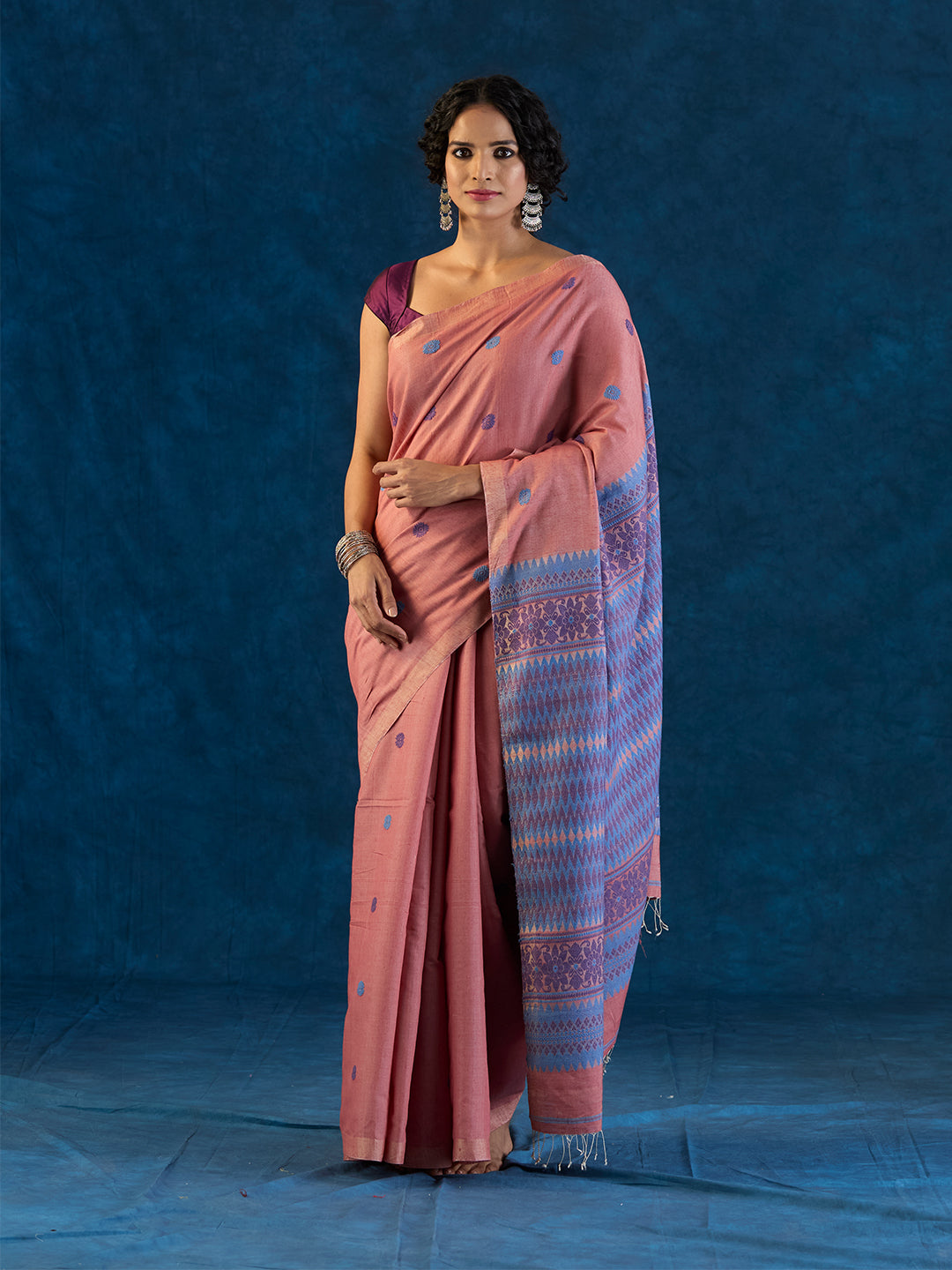 Mars Dusty Rose Raw Mulberry and Eri Silk Saree