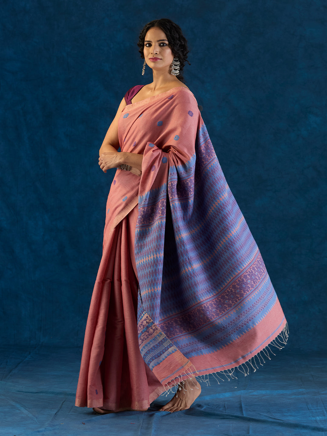 Mars Dusty Rose Raw Mulberry and Eri Silk Saree