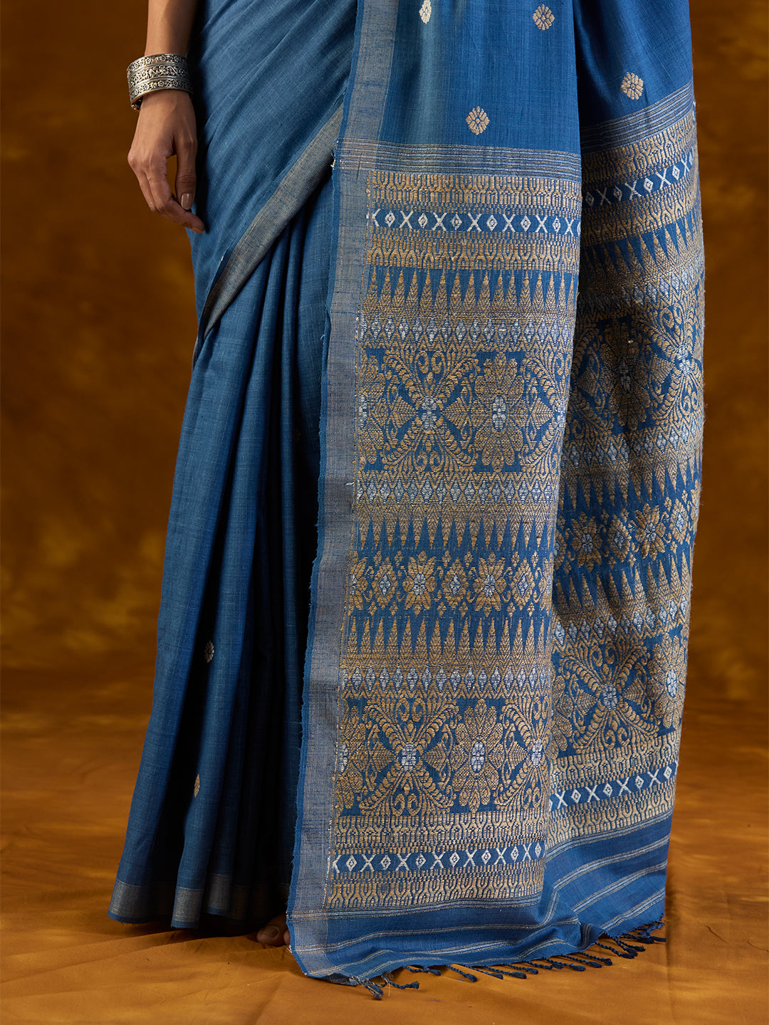 Midnight  Indigo Mulberry and Eri Silk Saree