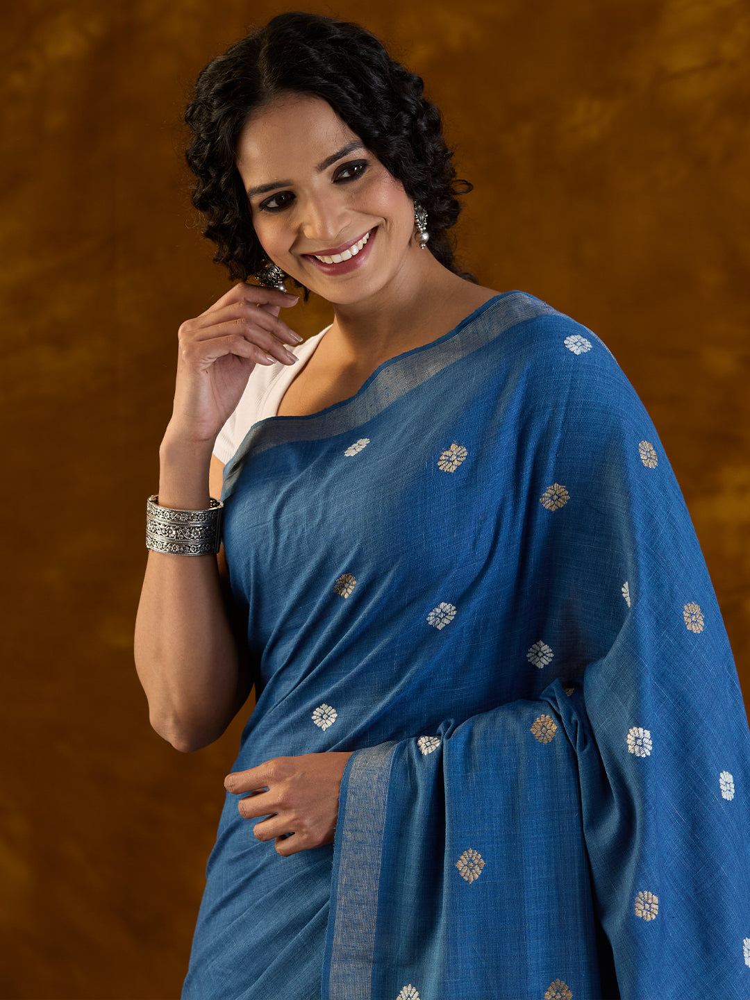 Midnight  Indigo Mulberry and Eri Silk Saree