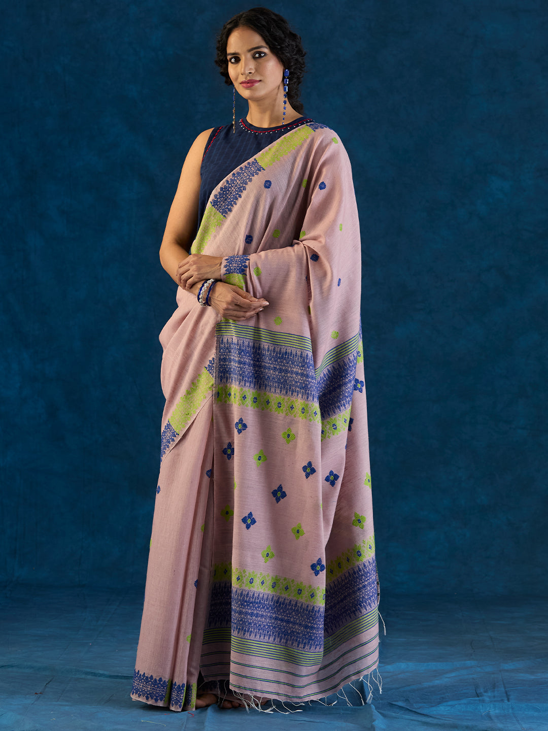 Blush Rose Raw Mulberry and Eri Silk Saree