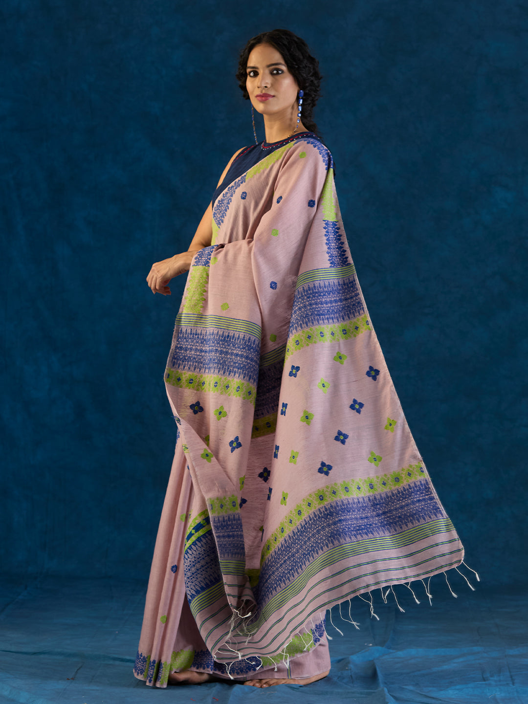 Blush Rose Raw Mulberry and Eri Silk Saree